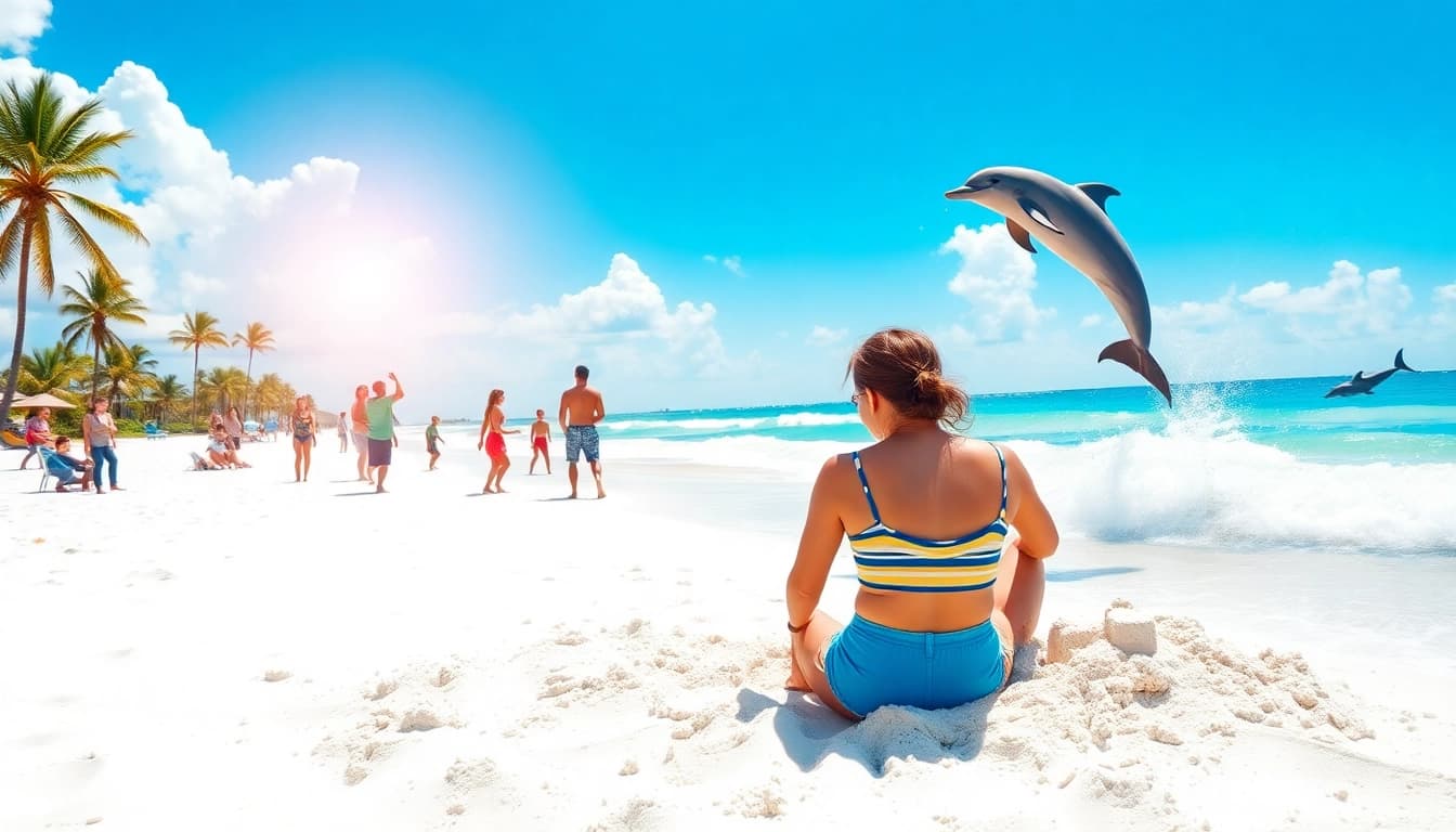 Relaxing day at Pensacola FL beach with families enjoying sun and sand.