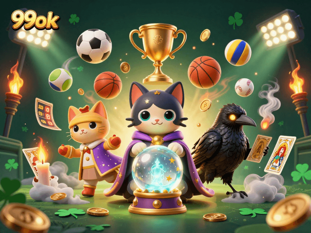 Experience thrilling sports betting excitement and mysticism with 99ok's captivating illustration.