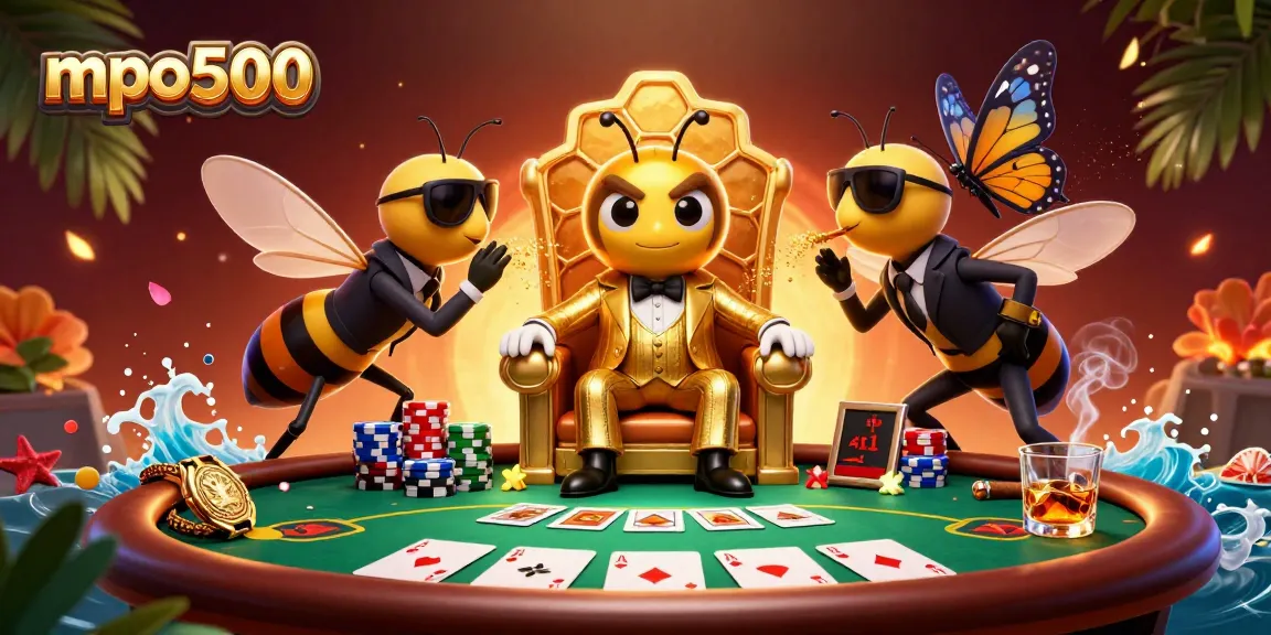 Engage with mpo500's vibrant poker scene featuring a bumblebee mob boss at the helm.