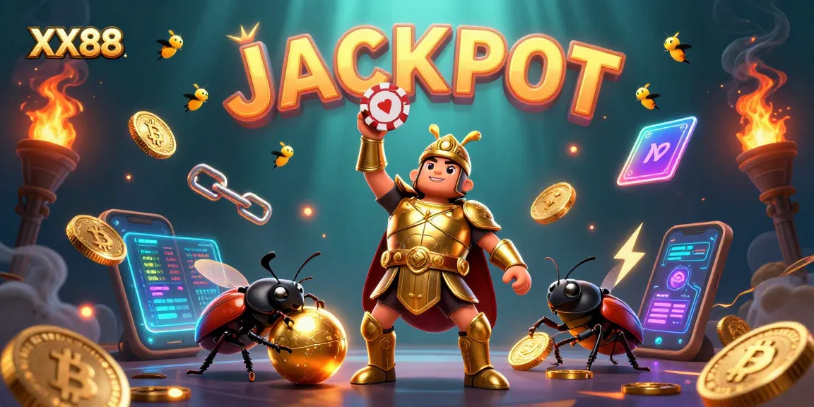 Experience thrilling wins with XX88 as beetles celebrate jackpot excitement in a vibrant casino scene.
