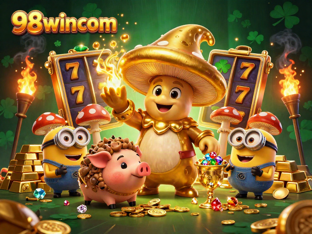 Experience thrilling slots action at 98wincom with treasures bursting from a magical scene.
