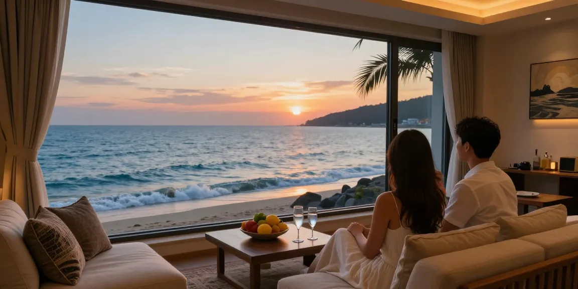 Relaxing 여수op experience with ocean view and sunset ambiance, showcasing tranquility and luxury.