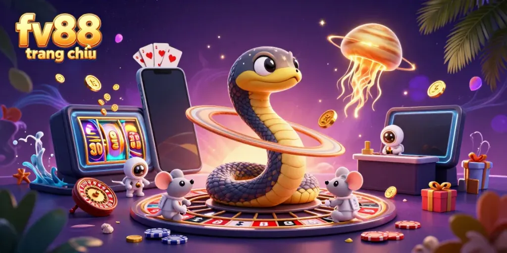 Experience thrilling bets at fv88 trang chủ with cosmic characters and vibrant casino elements.