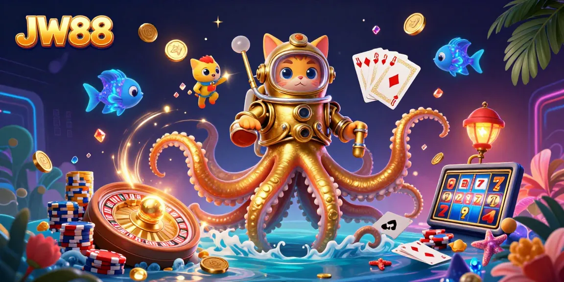Engage in thrilling gameplay at JW88 with a spectacular kraken and golden treasures.