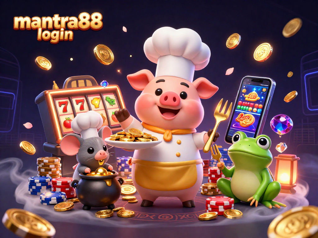 Engaging scene of mantra88 login with gold coins and slot reels showcasing excitement in mobile gaming.