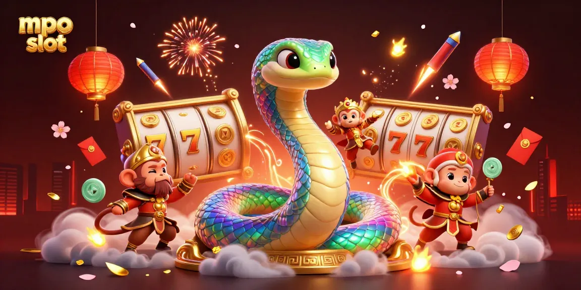 Engage with mpo slot games in a vibrant 3D illustration featuring colorful elements and a dynamic, interactive scene.