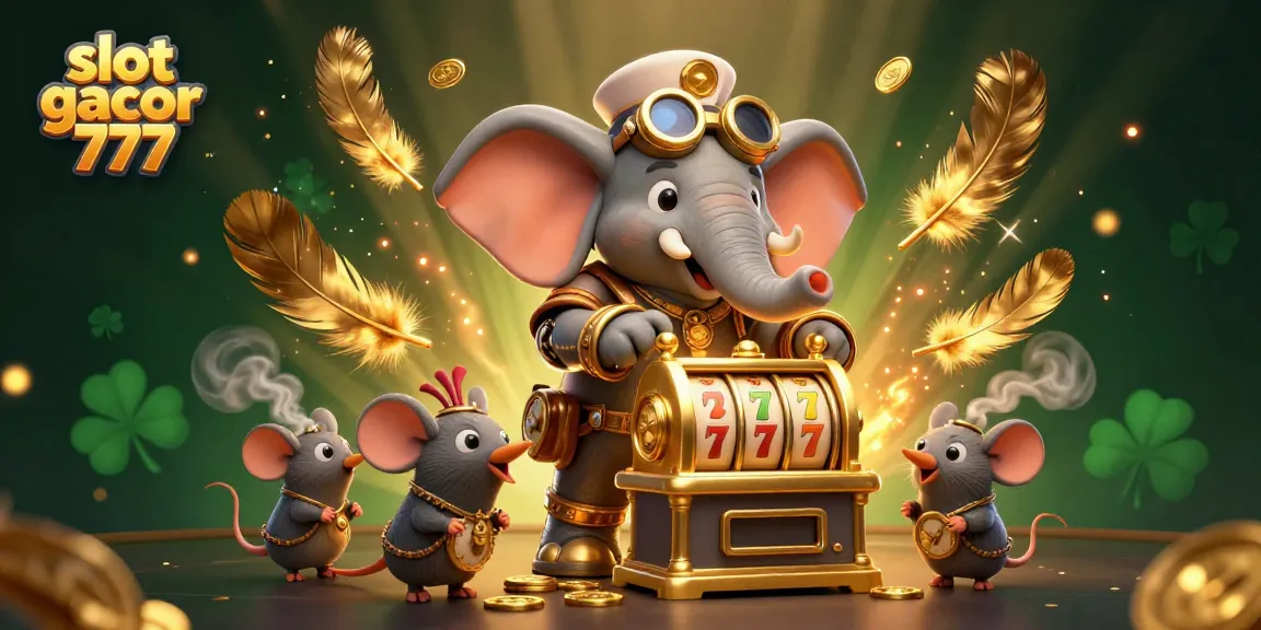 Experience the thrill of slot gacor 777 with a steampunk elephant and golden slots.