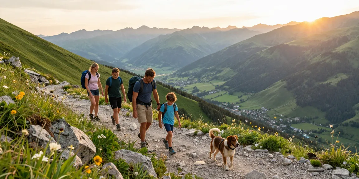 Family enjoying a mountain hike, highlighting outdoor adventure for mantra88 login engagement.