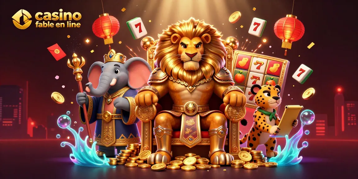 Illustration 3D captivante mettant en avant un roi lion sur son trône d'or, symbolisant un casino fiable en ligne.