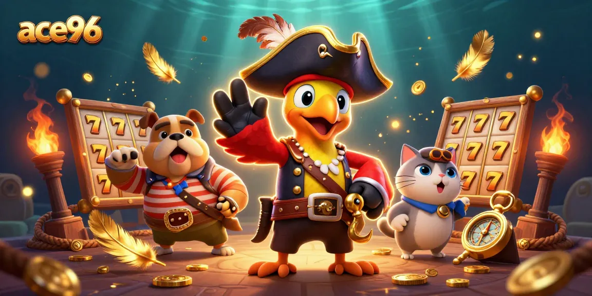 Experience thrilling slot adventures at ace96 with dynamic characters and casino elements all around.