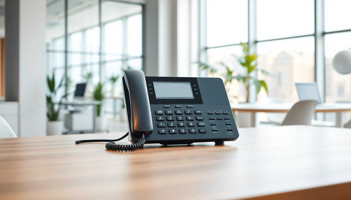 Showcasing small business phone systems in a modern office space, emphasizing productivity and professionalism.