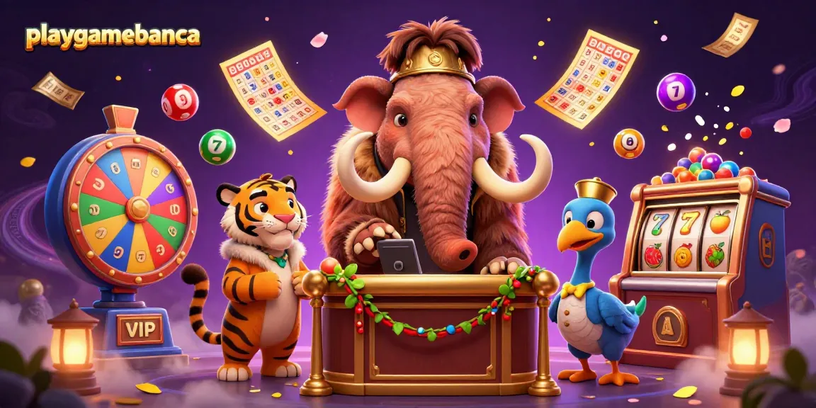 Experience thrilling moments at playgamebanca with vibrant casino characters and games in a dynamic scene.