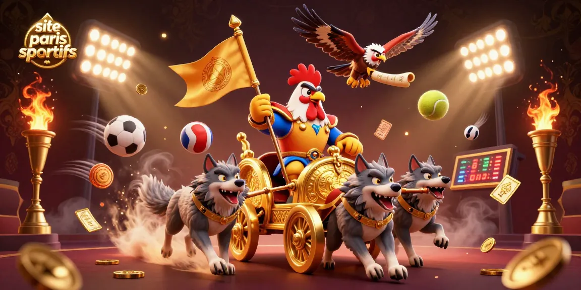 Pariez sur des événements avec le site paris sportifs affichant des ballons et un chariot doré dynamique.
