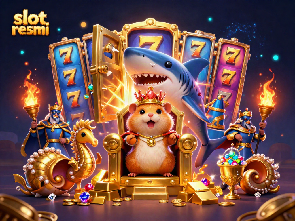 Spin and win in style with the vibrant slot resmi scene featuring a golden hamster king.
