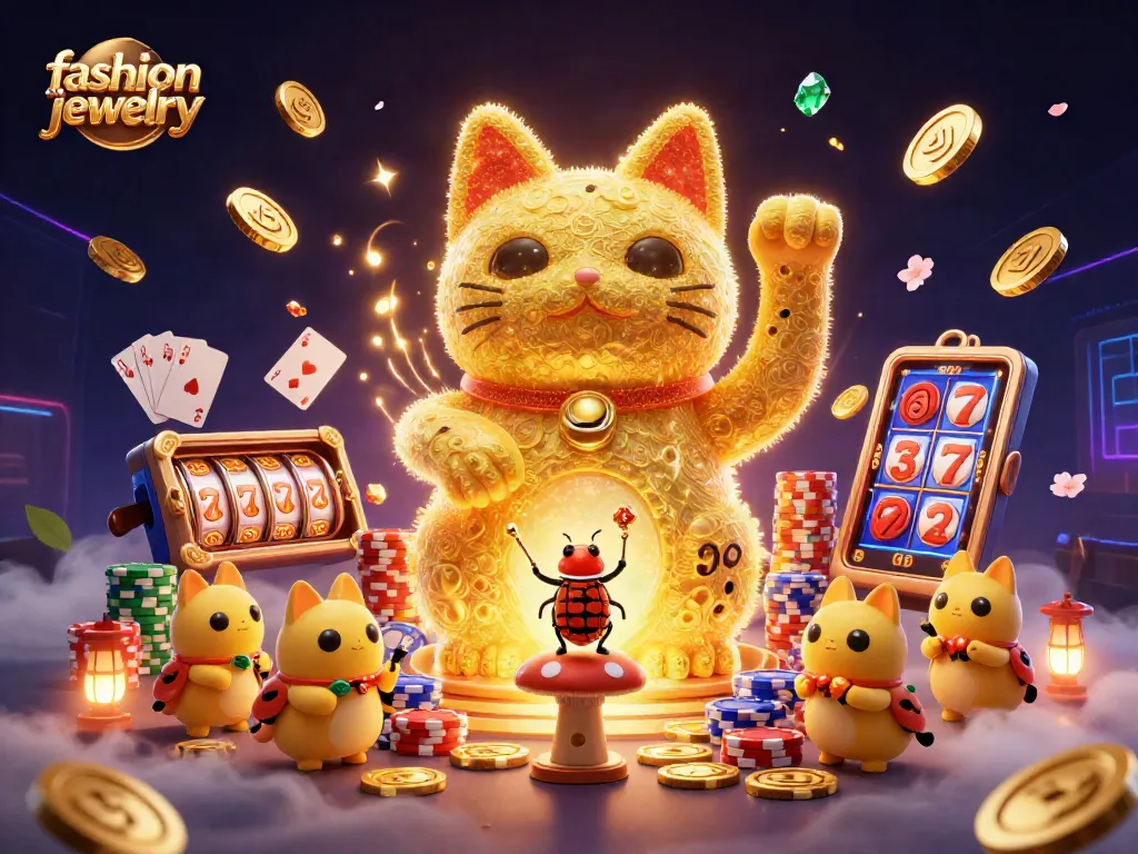 Win at fashion jewelry-themed slot games with vibrant golden symbols and lucky charm visuals.