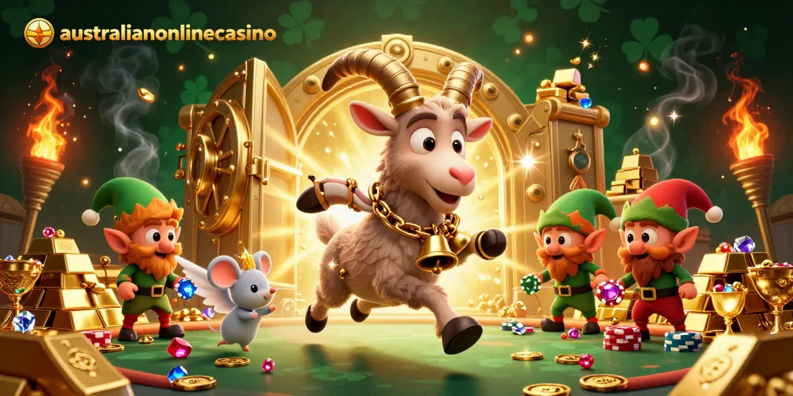 Win big at australianonlinecasino with a festive casino scene featuring a Krampus-themed character.