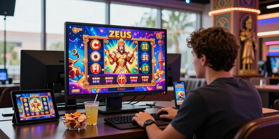 Exciting gameplay of slot zeus featuring colorful graphics in a modern gaming environment.
