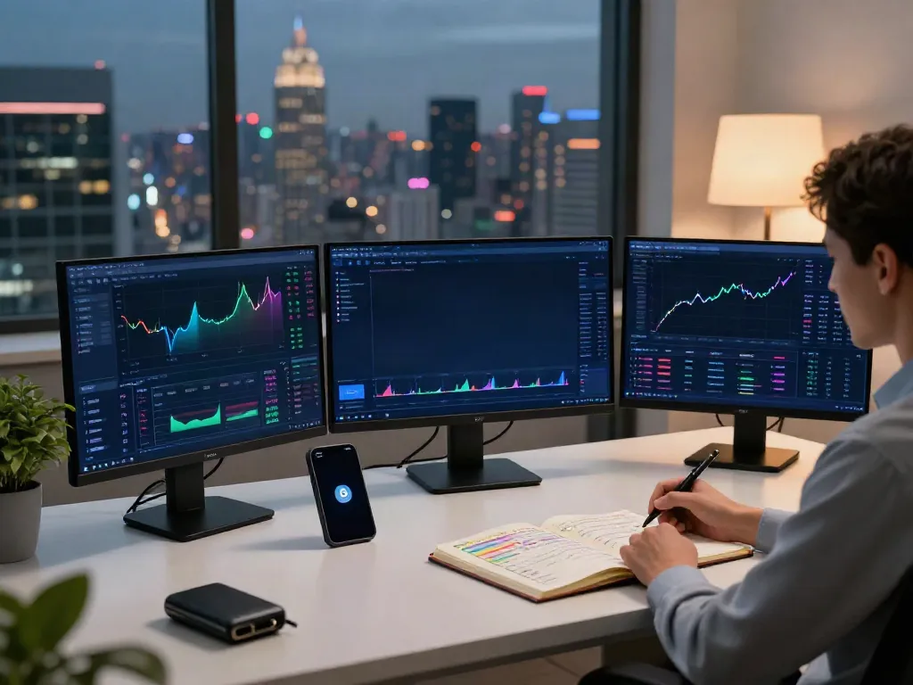 Modern trading setup showing 東証 データ API integration with cryptocurrency market data, advanced charts, and DeFi strategies.