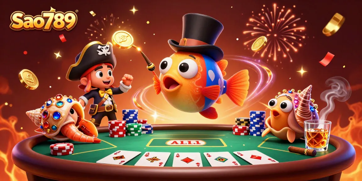 Attract golden coins with Sao789's anglerfish pirate scene, capturing casino excitement.