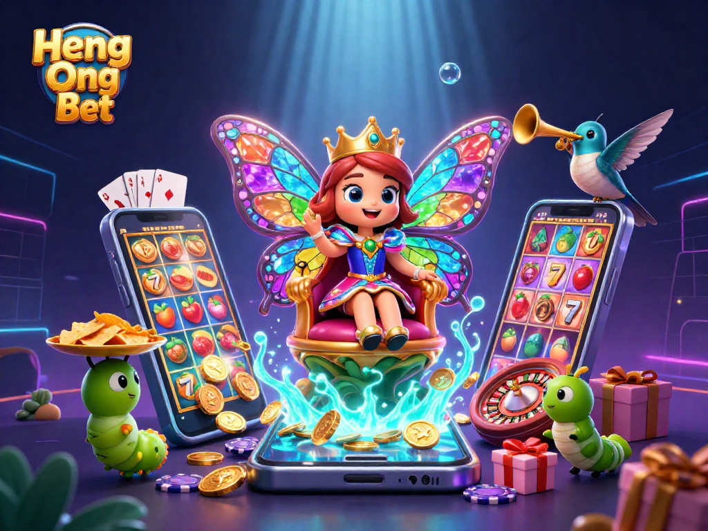 Experience winning strategies with Heng Ong Bet in this vibrant 3D casino illustration.