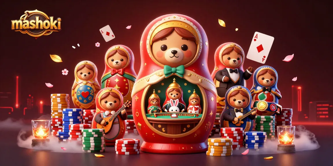 Engage with mashoki-themed casino excitement featuring vibrant casino elements in a dynamic 3D scene.