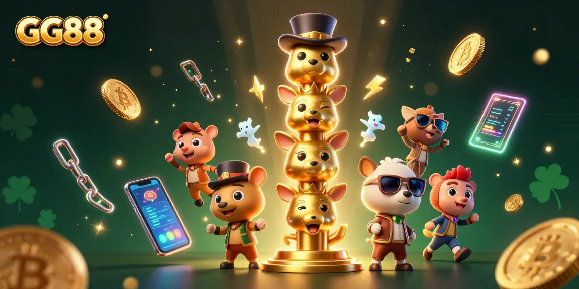 Experience excitement at GG88 Casino with golden totem and crypto elements in vibrant 3D