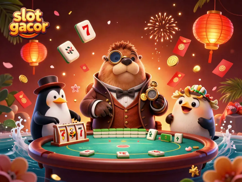 Join the exciting slot gacor game at an underwater poker table with whimsical characters and vibrant decorations.