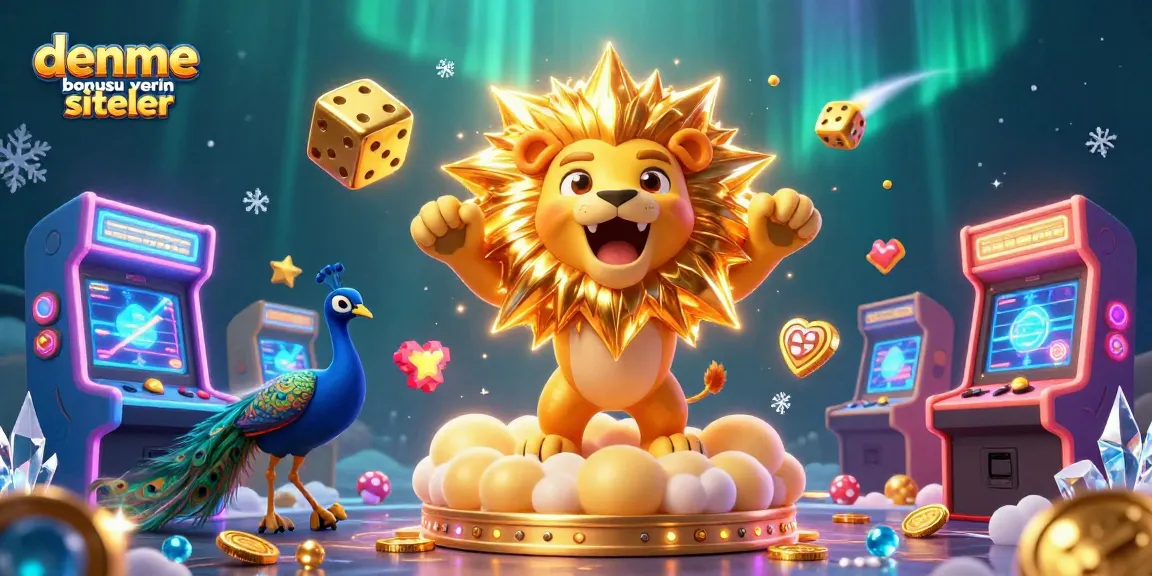 Engage with deneme bonusu veren siteler as a 3D lion and dice dominate a vibrant casino world.