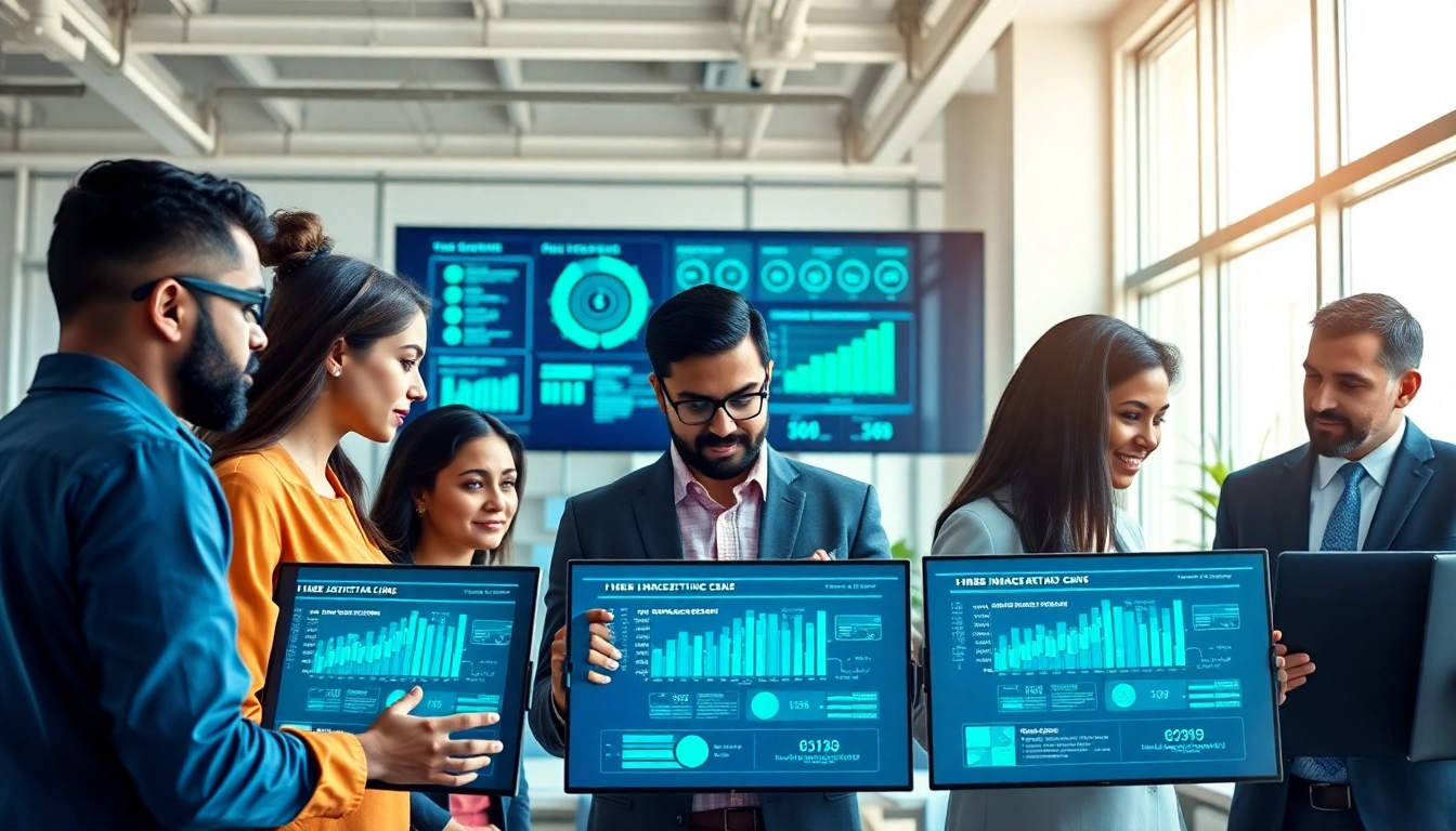 Achieve Your Goals With AI by collaborating with AI tools in a bright modern office.