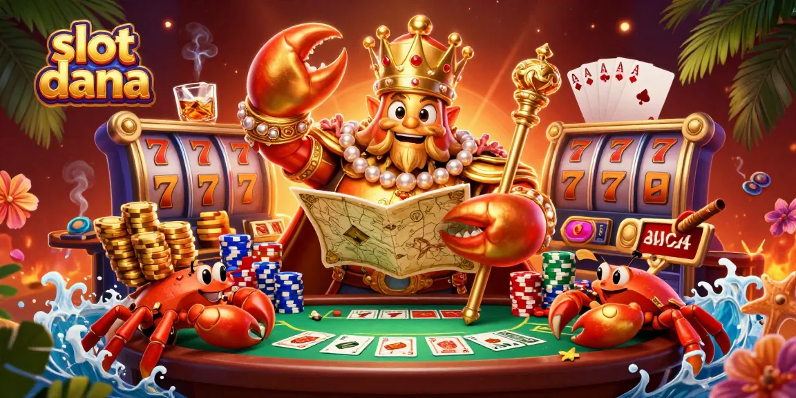 Spin the slot dana reels with the majestic crab emperor surrounded by vibrant casino elements.