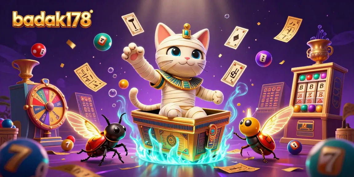 Experience the excitement of badak178 with a dynamic illustration of a casino scene featuring unique characters and animated elements.