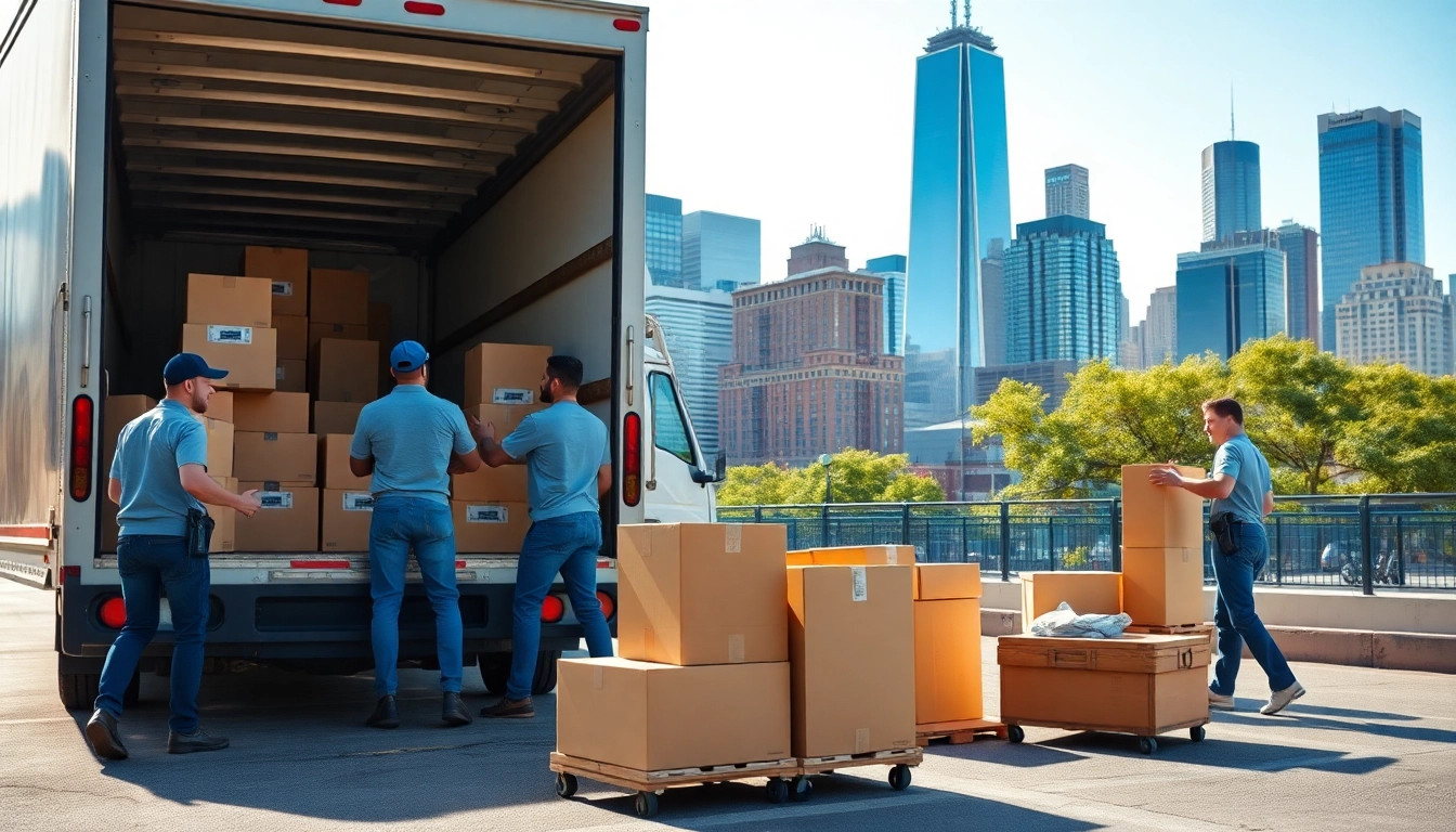 Efficient movers in New York City loading boxes, representing moving companies in New York City.