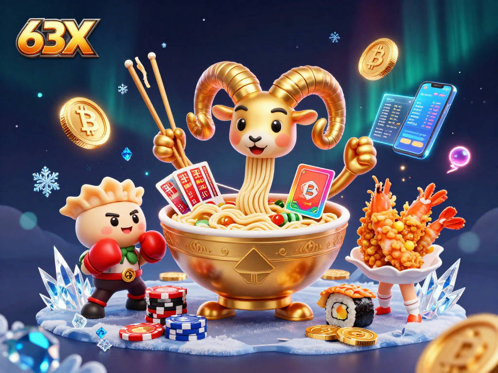 O 63X apresenta um festival de cassino animado com personagens divertidos e elementos digitais.