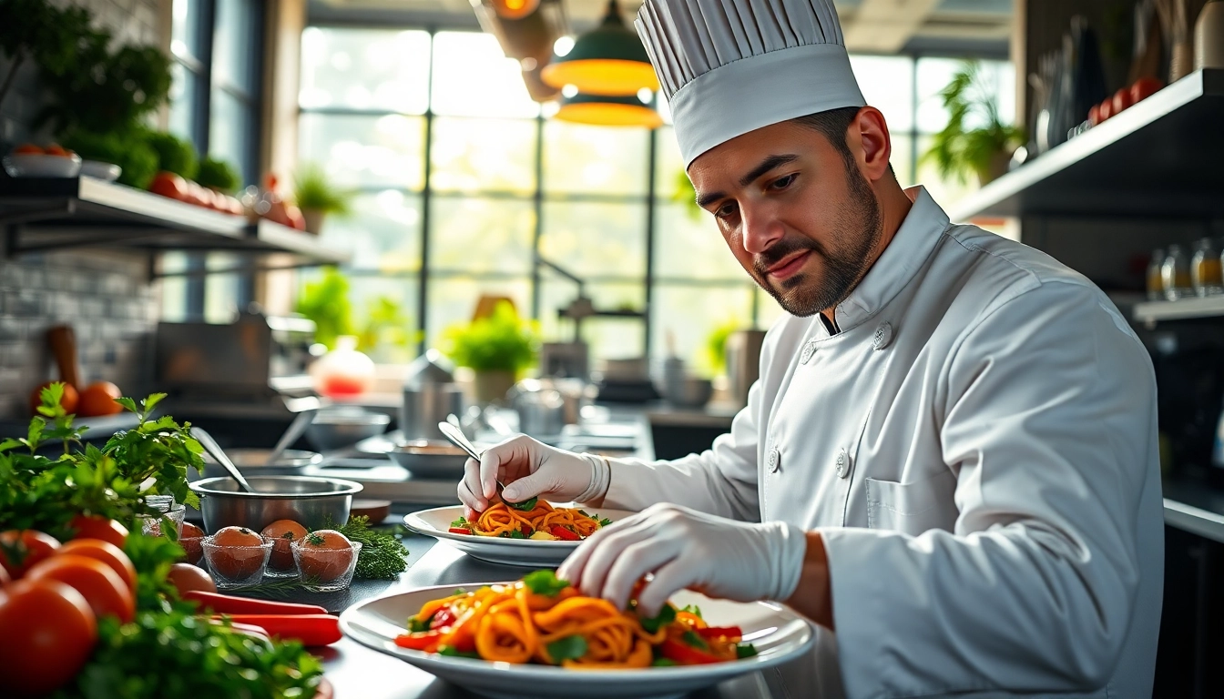 Experience slot online at unique restaurant settings with chefs plating gourmet dishes.