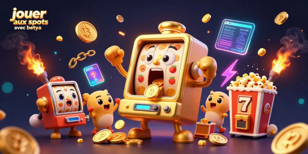 Spin and win big playing jouer aux slots avec betya with vibrant, dynamic cartoon elements.