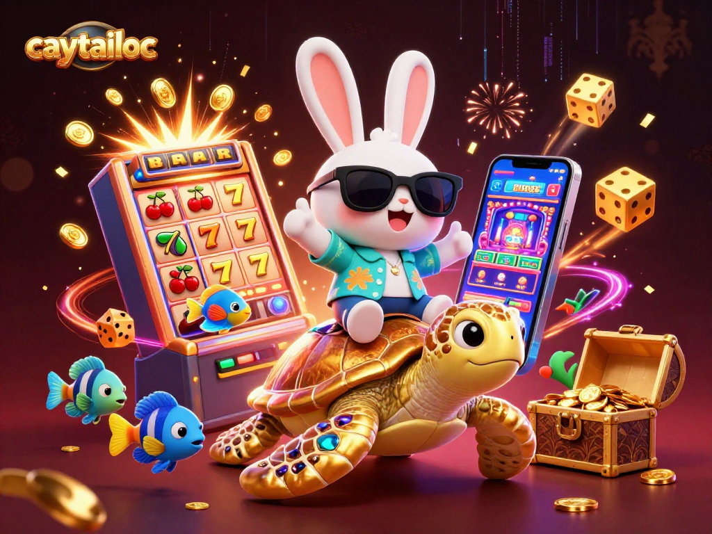 Spin and win with caytailoc's vibrant 3D illustration of jackpot excitement and lucky symbols.
