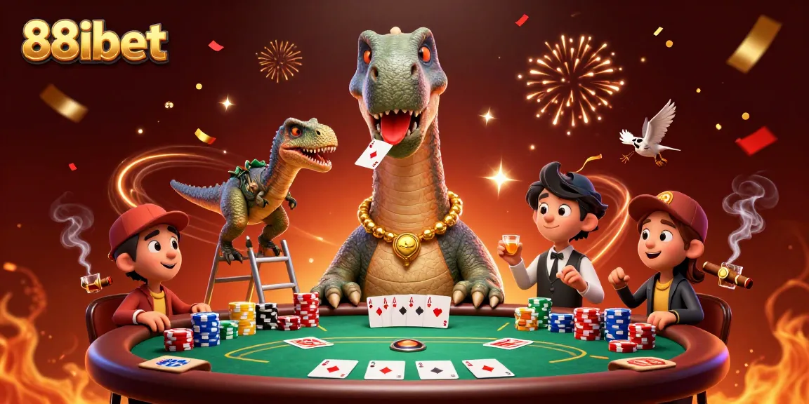 Engage in thrilling gameplay at 88ibet with a vibrant 3D casino scene featuring card games and rich atmosphere.