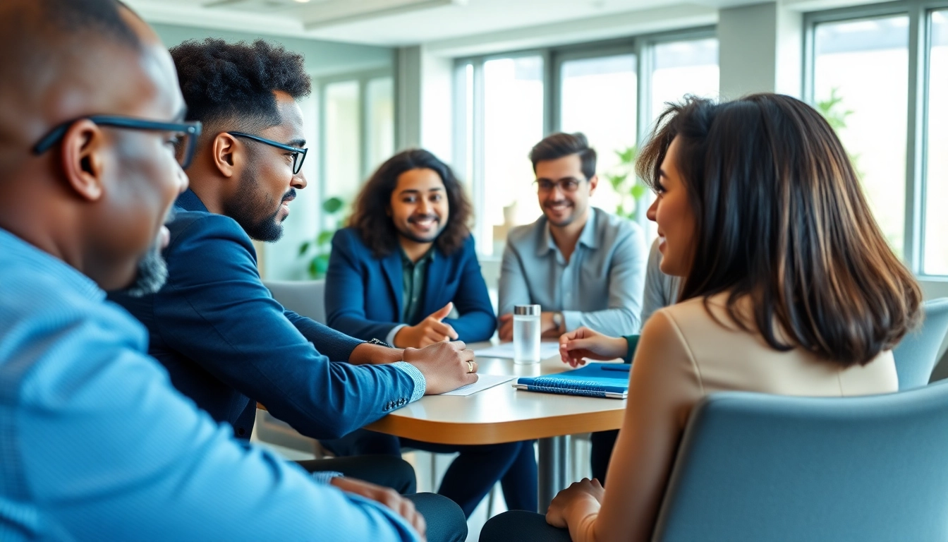 Engaging session on Career Coaching in a bright office environment with diverse participants.