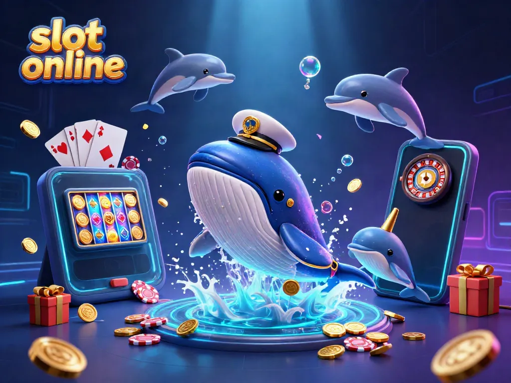 Experience thrilling slot online gameplay with vibrant casino elements in this captivating 3D illustration.