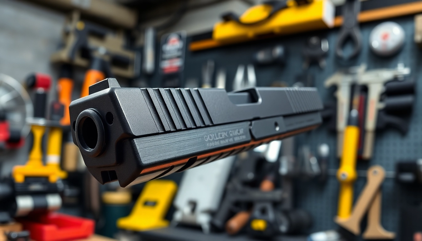 Showcasing a polished glock 19 slide highlighting its intricate details and craftsmanship.
