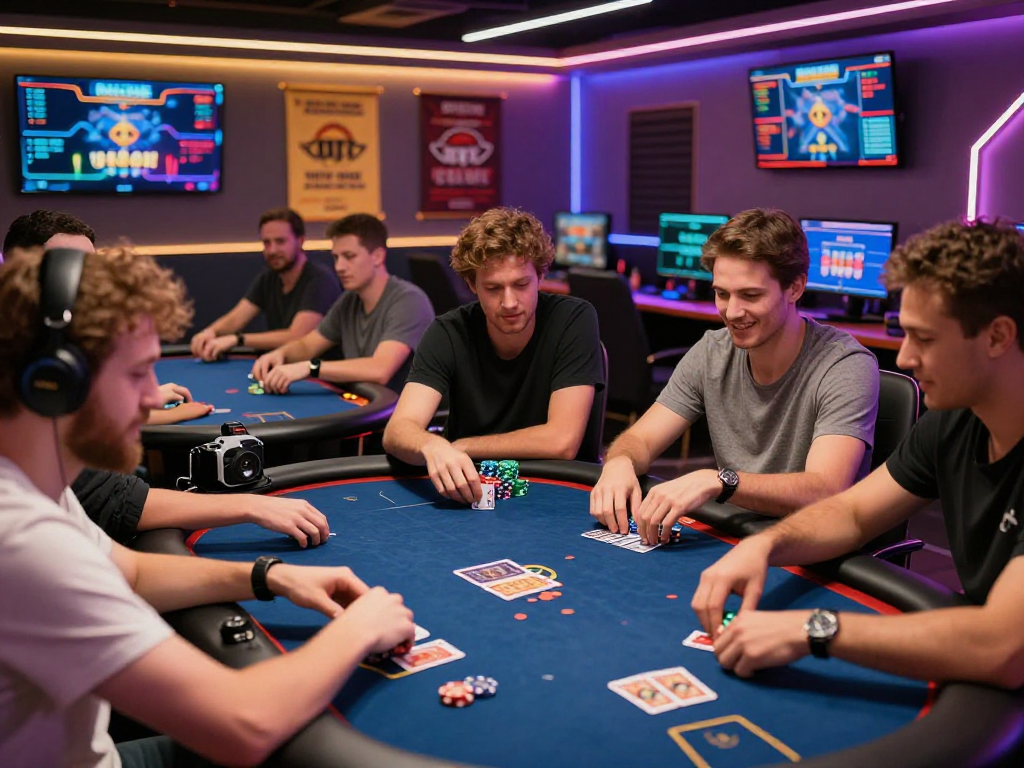 Exciting Poker88 online gaming scene with players, chips, and cards.