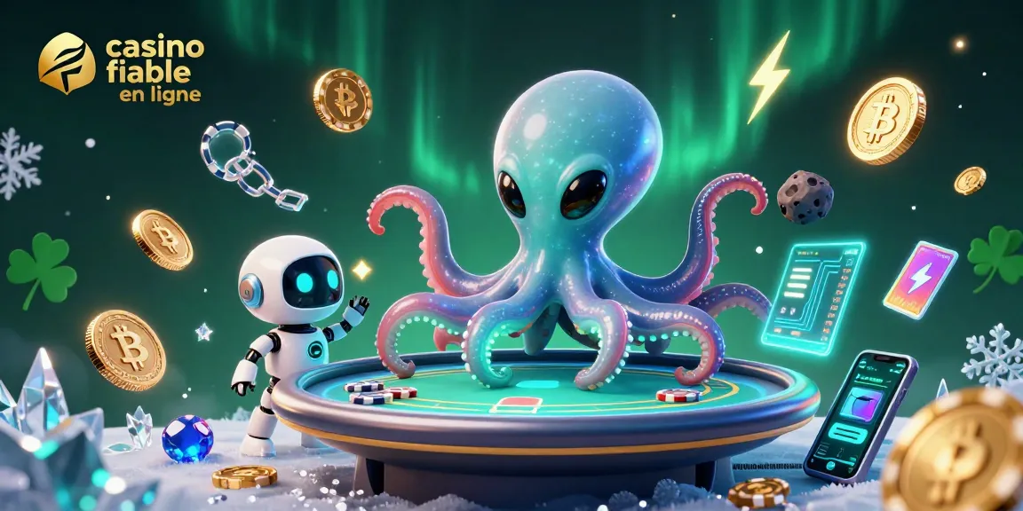 Jouez aux jeux passionnants de casino fiable en ligne avec une illustration dynamique d'un octopus extraterrestre.