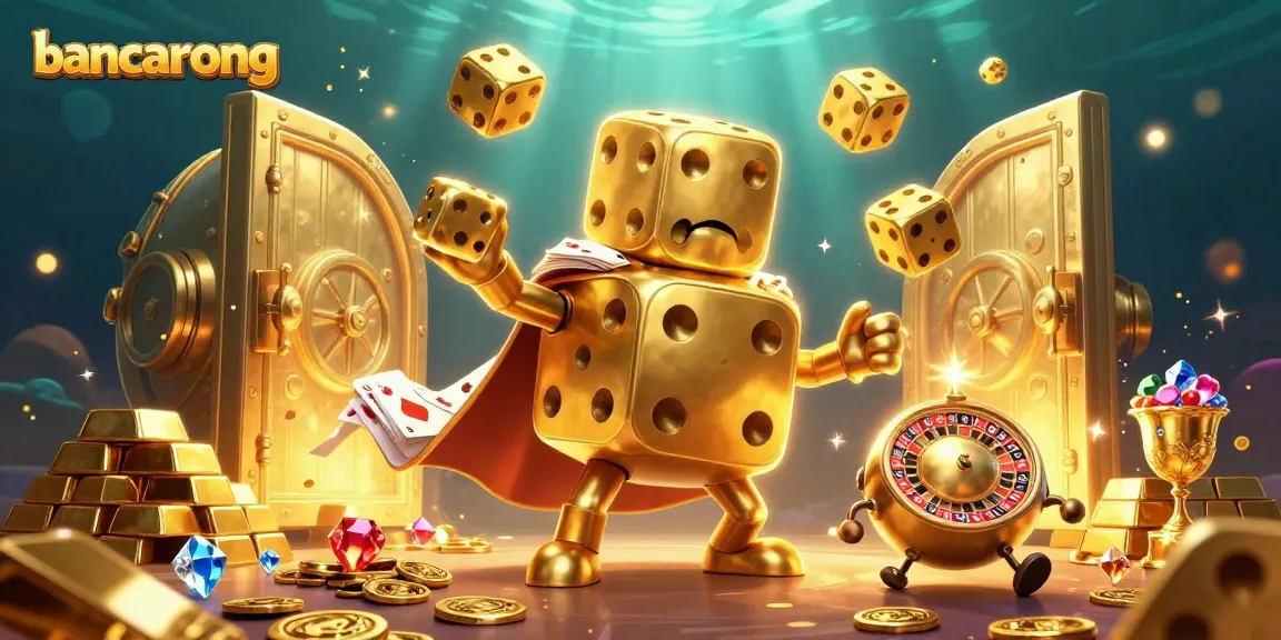 Experience the excitement of bancarong with dynamic golden dice and treasures in a vibrant casino setting.