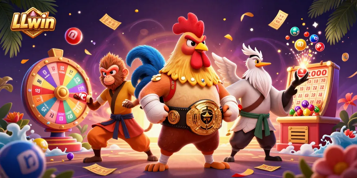 Engage in the thrilling world of gambling with LLwin, featuring vibrant characters and dynamic lottery elements.