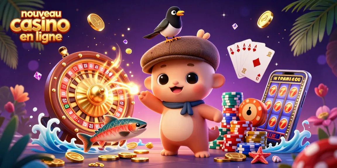 Jouer à nouveau casino en ligne avec des jackpots et des bonus excitants dans une scène ludique animée.