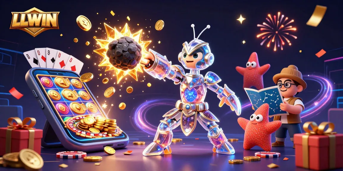Experience exhilarating wins at LLWIN with a galactic samurai shrimp amidst slots and treasures.